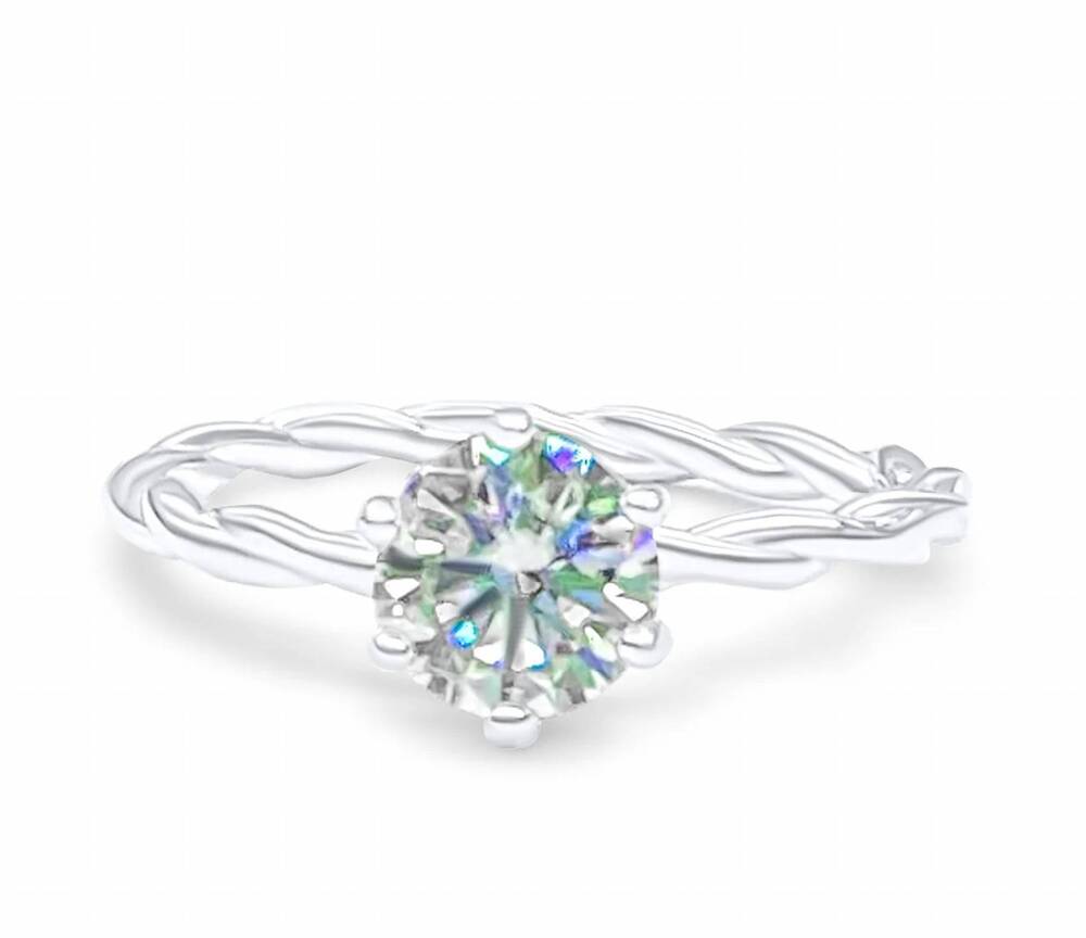 NEW P & K JEWELRY oval moissanite stone ring in silver